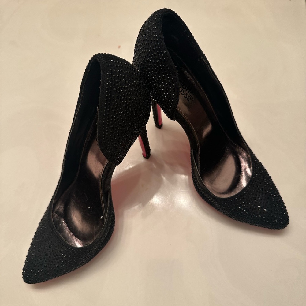 Charlotte Russe Black Faux Sparkly Pointy Toe Stilletto Heels